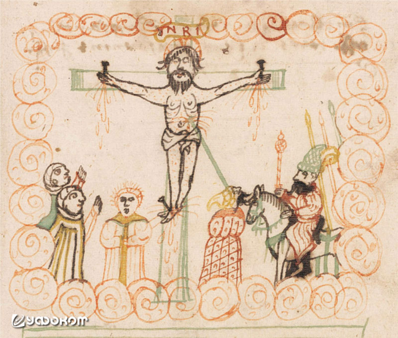 Неподвижное видение распятия, появившееся 1 сентября 1554 года на небе в Пренцлау, Германия. Рисунок И. Клинта. 