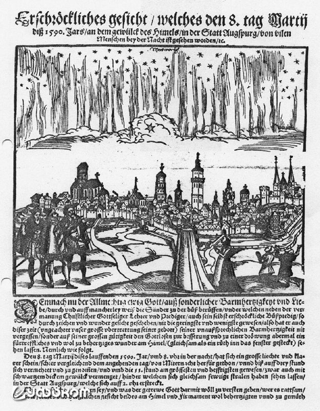 Северное сияние 8 марта 1590 г. над Аугсбургом. 